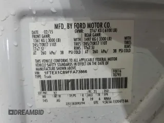 2015 Ford F-150 XL with VIN 1FTEX1C89FFA73866, listed as a Copart auction lot 61559855 with 208,774 mi miles and Clean title. Bid and sale history available at DreamBid. Image 12.
