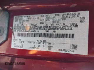2014 Ford Escape SE with VIN 1FMCU0GX8EUA49818, listed as a IAAI auction lot 41903815 with 100,235 mi miles. Bid and sale history available at carsss.com. Image 9.