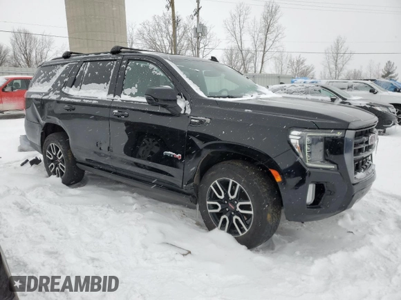 2023 GMC Yukon AT4 with VIN 1GKS2CKD4PR163281, listed as a Copart auction lot 44990525 with 54,966 mi miles and Salvage Title. Bid and sale history available at carsss.com. Image 4.