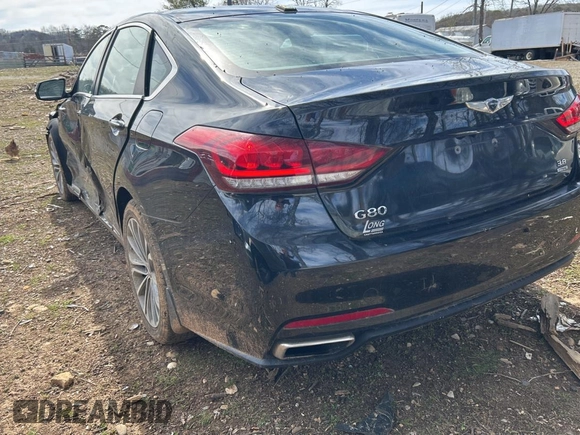 2017 Genesis G80 3.8L with VIN KMHGN4JEXHU192707, listed as a Copart auction lot 51038255 with 96,720 mi miles and Salvage title. Bid and sale history available at DreamBid. Image 3.