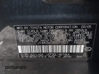 2005 Lexus LS 430 z VIN JTHBN36F055017333, wystawiony jako IAAI lot #41625065 z przebiegiem 198 619 mil mil oraz . Historia ofert i sprzedaży dostępna na DreamBid. Obrazek 9.