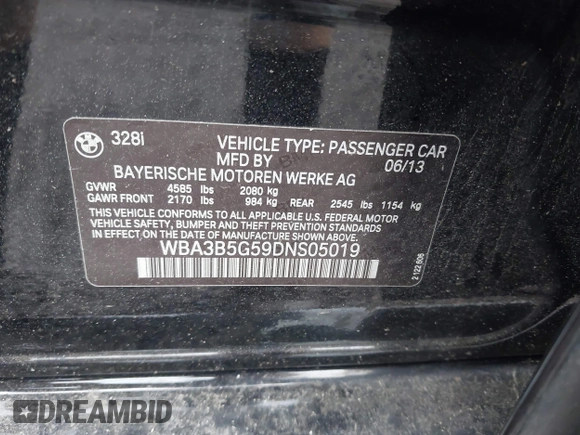 2013 BMW 3 Series 328i xDrive с VIN WBA3B5G59DNS05019, выставлен на аукционе IAAI как лот 42374671 с пробегом 144 097 миль миль и . История ставок и продаж доступна на DreamBid. Изображение 9.