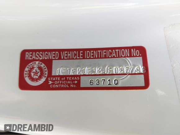 2018 Ford F-150 XL with VIN 1FTFW1E12JFD95796, listed as a IAAI auction lot 41043683 with 59,324 mi miles and . Bid and sale history available at DreamBid. Image 9.