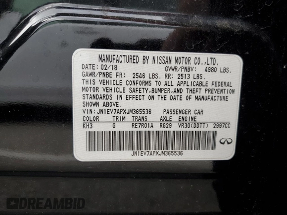 2018 Infiniti Q50 Sport with VIN JN1EV7APXJM365536, listed as a Copart auction lot 42634205 with 44,736 mi miles and Clean Title. Bid and sale history available at carsss.com. Image 12.