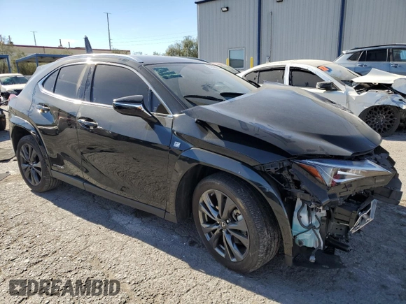 2022 Lexus UX 250h F Sport with VIN JTHE9JBH8N2055567, listed as a Copart auction lot 80708554 with 34,161 mi miles and Salvage Title. Bid and sale history available at DreamBid. Image 4.