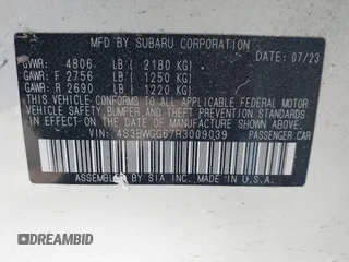 2024 Subaru Legacy Special Sports z VIN 4S3BWGG67R3009039, wystawiony jako IAAI lot #41394328 z przebiegiem 19 131 mil mil oraz . Historia ofert i sprzedaży dostępna na DreamBid. Obrazek 9.