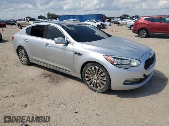 2015 Kia K900 Premium with VIN KNALU4D49F6026279, listed as a Copart auction lot 71614904 with 103,929 mi miles and Salvage Title. Bid and sale history available at carsss.com. Image 4.