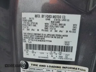 2013 Ford F-150 XL z VIN 1FTEX1EM4DKE77706, wystawiony jako Copart lot #57759535 z przebiegiem 180 754 mil mil oraz Szkoda całkowita • Salvage title. Historia ofert i sprzedaży dostępna na DreamBid. Obrazek 12.