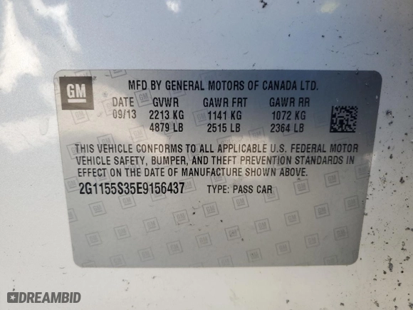 2014 Chevrolet Impala LTZ with VIN 2G1155S35E9156437, listed as a Copart auction lot 42128505 with 141,541 mi miles and Salvage Title. Bid and sale history available at carsss.com. Image 14.