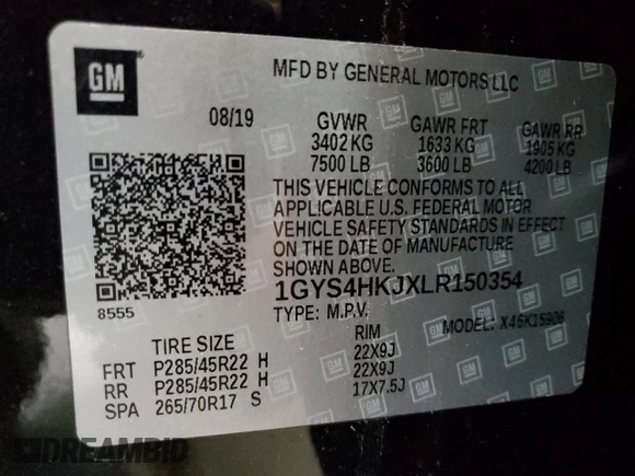2020 Cadillac Escalade ESV Luxury z VIN 1GYS4HKJXLR150354, wystawiony jako Copart lot #56386485 z przebiegiem 131 803 mil mil oraz Szkoda całkowita • Salvage title. Historia ofert i sprzedaży dostępna na DreamBid. Obrazek 14.