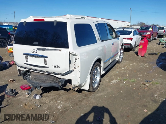 2005 Infiniti QX56 with VIN 5N3AA08C25N806337, listed as a IAAI auction lot 41317749 with 1 mi miles. Bid and sale history available at carsss.com. Image 4.