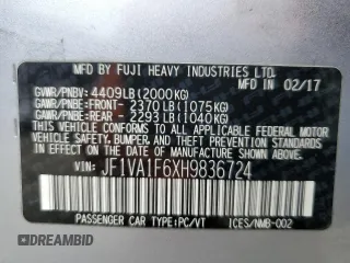 2017 Subaru WRX Premium with VIN JF1VA1F6XH9836724, listed as a Copart auction lot 58775385 with 135,483 mi miles and Salvage title. Bid and sale history available at DreamBid. Image 12.