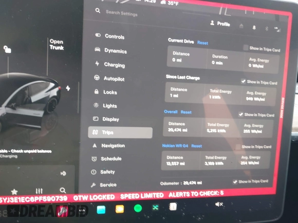 2023 Tesla Model 3 Performance with VIN 5YJ3E1EC6PF590739, listed as a IAAI auction lot 40919165 with 20,474 mi miles. Bid and sale history available at carsss.com. Image 7.