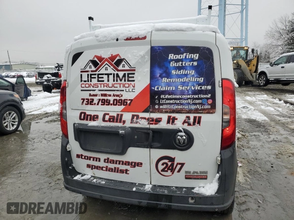 2015 Ram ProMaster City Cargo Tradesman with VIN ZFBERFAT5F6A63517, listed as a Copart auction lot 43895155 with 238,462 mi miles and Salvage Title. Bid and sale history available at carsss.com. Image 6.