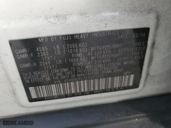 2014 Subaru Outback 2.5i Limited with VIN 4S4BRCPC1E3301345, listed as a Copart auction lot 88956125 with 91,219 mi miles and Salvage Title. Bid and sale history available at carsss.com. Image 13.