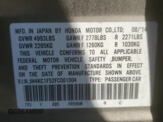 2015 Acura RLX Tech Pkg with VIN JH4KC1F52FC001004, listed as a Copart auction lot 48388385 with 248,635 mi miles and Salvage Title. Bid and sale history available at carsss.com. Image 14.