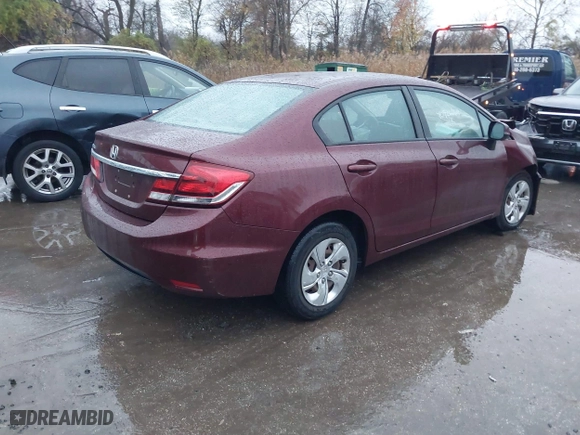2013 Honda Civic Sdn LX with VIN 2HGFB2F53DH595982, listed as a IAAI auction lot 40926264 with 138,624 mi miles. Bid and sale history available at carsss.com. Image 4.
