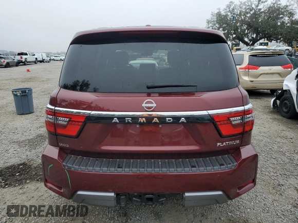 2024 Nissan Armada Platinum with VIN JN8AY2DB4R9851395, listed as a Copart auction lot 43331925 with 7,684 mi miles and Salvage Title. Bid and sale history available at carsss.com. Image 6.