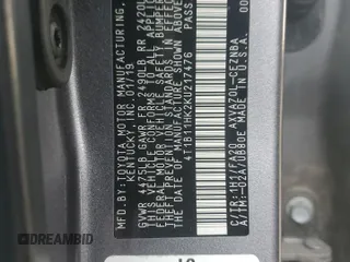 2019 Toyota Camry LE with VIN 4T1B11HK2KU217476, listed as a Copart auction lot 52567925 with 84,416 mi miles and Salvage Title. Bid and sale history available at carsss.com. Image 12.