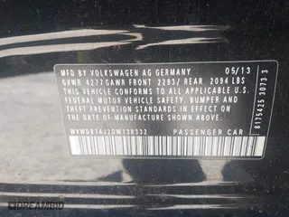 2013 Volkswagen Golf w/Conv & Sunroof with VIN WVWDB7AJ2DW138332, listed as a IAAI auction lot 42039901 with 113,636 mi miles. Bid and sale history available at carsss.com. Image 9.