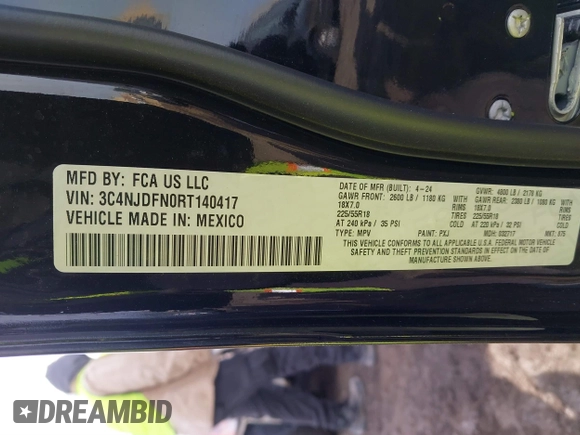 2024 Jeep Compass Latitude Lux with VIN 3C4NJDFN0RT140417, listed as a IAAI auction lot 41657031 with 4,449 mi miles and . Bid and sale history available at DreamBid. Image 9.