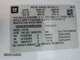 2013 Chevrolet Tahoe LS z VIN 1GNSKAE04DR332680, wystawiony jako Copart lot #81899914 z przebiegiem 216 063 mil mil oraz Szkoda całkowita • Salvage title. Historia ofert i sprzedaży dostępna na DreamBid. Obrazek 13.