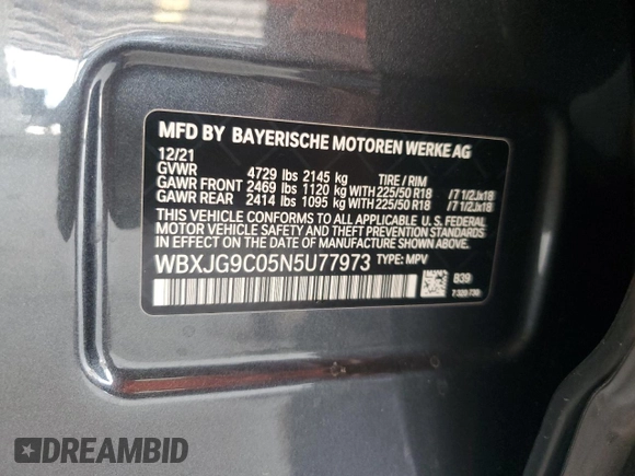 2022 BMW X1 xDrive28i z VIN WBXJG9C05N5U77973, wystawiony jako Copart lot #56828995 z przebiegiem 14 448 mil mil oraz Szkoda całkowita • Salvage title. Historia ofert i sprzedaży dostępna na DreamBid. Obrazek 14.