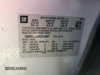 2017 GMC Acadia SLE with VIN 1GKKNLLSXHZ244887, listed as a Copart auction lot 52283025 with 172,225 mi miles and Salvage Title. Bid and sale history available at carsss.com. Image 13.