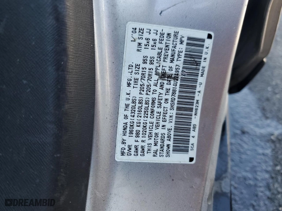 2004 Honda CR-V EX with VIN SHSRD78814U224957, listed as a Copart auction lot 73615534 with 153,365 mi miles and Salvage Title. Bid and sale history available at carsss.com. Image 13.