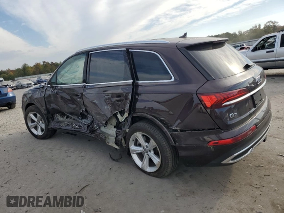 2020 Audi Q7 Premium z VIN WA1AXAF73LD006991, wystawiony jako Copart lot #75948974 z przebiegiem Nie podano mil oraz Szkoda całkowita • Salvage title. Historia ofert i sprzedaży dostępna na DreamBid. Obrazek 2.