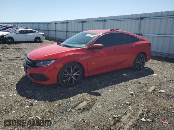 2019 Honda Civic Sedan Sport with VIN 2HGFC2F80KH604206, listed as a Copart auction lot 51658615 with 75,195 mi miles and Salvage Title. Bid and sale history available at carsss.com. Image 1.