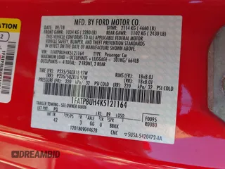 2019 Ford Mustang EcoBoost с VIN 1FATP8UH4K5121164, выставлен на аукционе IAAI как лот 41871025 с пробегом 111 282 миль миль и . История ставок и продаж доступна на DreamBid. Изображение 9.