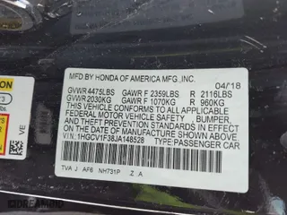 2018 Honda Accord Sedan Sport 1.5T with VIN 1HGCV1F38JA148528, listed as a IAAI auction lot 41533467 with 92,504 mi miles. Bid and sale history available at carsss.com. Image 9.