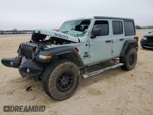 2023 Jeep Wrangler Willys with VIN 1C4HJXDN6PW664826, listed as a Copart auction lot 43116525 with 20,004 mi miles and Salvage Title. Bid and sale history available at DreamBid. Image 1.