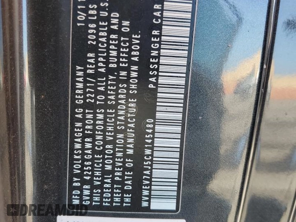 2012 Volkswagen GTI w/Conv & Sunroof с VIN WVWEV7AJ5CW145480, выставлен на аукционе Copart как лот 71466434 с пробегом Не указан миль и Списание • Salvage title. История ставок и продаж доступна на DreamBid. Изображение 12.