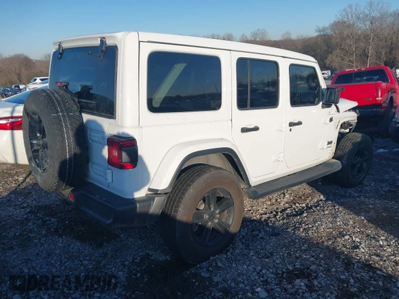 2021 Jeep Wrangler Unlimited Sahara with VIN 1C4HJXEG1MW597905, listed as a IAAI auction lot 41327138 with Not provided miles and . Bid and sale history available at DreamBid. Image 4.