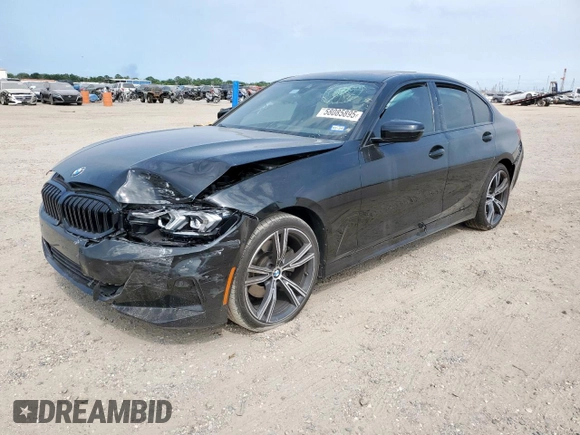 2023 BMW 3 Series 330i with VIN 3MW69FF08P8D30427, listed as a Copart auction lot 58085895 with 27,608 mi miles and Salvage title. Bid and sale history available at DreamBid. Image 1.