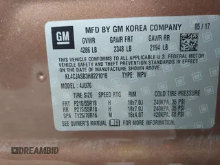 2017 Buick Encore Preferred с VIN KL4CJASB3HB221018, выставлен на аукционе IAAI как лот 42365038 с пробегом 102 236 миль миль и . История ставок и продаж доступна на DreamBid. Изображение 9.