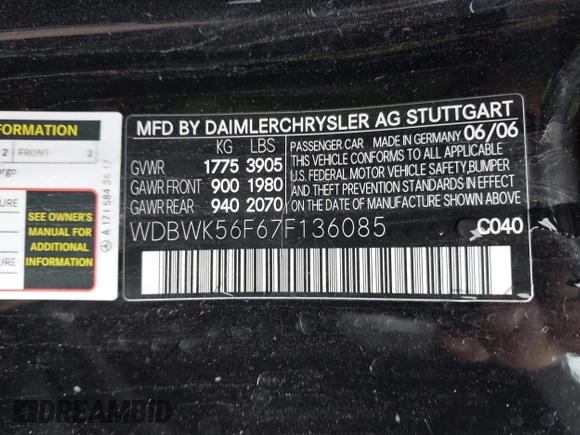 2007 Mercedes-Benz SLK 350 z VIN WDBWK56F67F136085, wystawiony jako IAAI lot #42380601 z przebiegiem 112 246 mil mil oraz . Historia ofert i sprzedaży dostępna na DreamBid. Obrazek 9.