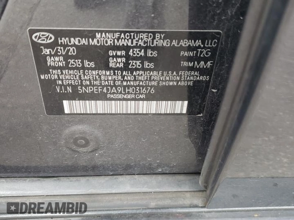 2020 Hyundai Sonata SEL z VIN 5NPEF4JA9LH031676, wystawiony jako Copart lot #53387655 z przebiegiem 61 796 mil mil oraz Szkoda całkowita • Salvage title. Historia ofert i sprzedaży dostępna na DreamBid. Obrazek 13.