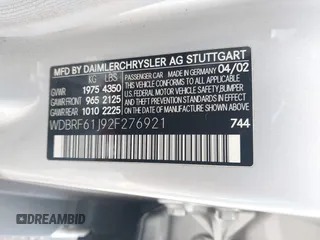 2002 Mercedes-Benz C 230/260/280/320 z VIN WDBRF61J92F276921, wystawiony jako IAAI lot #42507459 z przebiegiem 120 560 mil mil oraz . Historia ofert i sprzedaży dostępna na DreamBid. Obrazek 9.