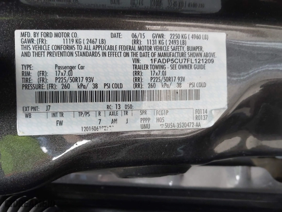2015 Ford C-Max Energi SEL with VIN 1FADP5CU7FL121209, listed as a IAAI auction lot 41621034 with 145,648 mi miles. Bid and sale history available at carsss.com. Image 9.