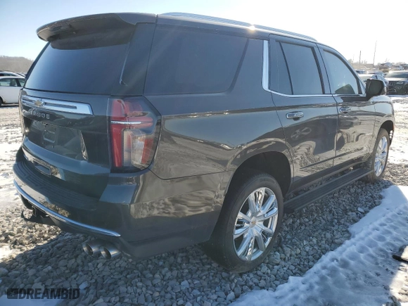 2021 Chevrolet Tahoe High Country with VIN 1GNSKTKL6MR149663, listed as a Copart auction lot 81101224 with 0 mi miles and Salvage Title. Bid and sale history available at carsss.com. Image 3.