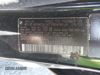 2003 BMW 7 Series 745Li with VIN WBAGN63473DR09509, listed as a IAAI auction lot 42061188 with Not provided miles and . Bid and sale history available at DreamBid. Image 9.