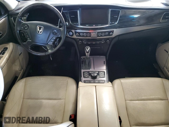 2014 Hyundai Equus Ultimate with VIN KMHGH4JH2EU077404, listed as a Copart auction lot 43586975 with Not provided miles and Salvage title. Bid and sale history available at DreamBid. Image 8.