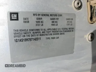 2009 Chevrolet Cobalt LS with VIN 1G1AS18H797142311, listed as a Copart auction lot 44652125 with Not Provided miles and Clean Title. Bid and sale history available at DreamBid. Image 12.
