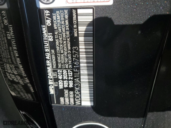 2020 Mercedes-Benz SLC with VIN WDDPK3JA1LF167573, listed as a Copart auction lot 52116765 with 0 mi miles and Salvage Title. Bid and sale history available at carsss.com. Image 12.