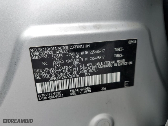 2016 Toyota RAV4 Hybrid XLE with VIN JTMRJREVXGD020126, listed as a Copart auction lot 48174935 with 104,060 mi miles and Salvage Title. Bid and sale history available at carsss.com. Image 13.