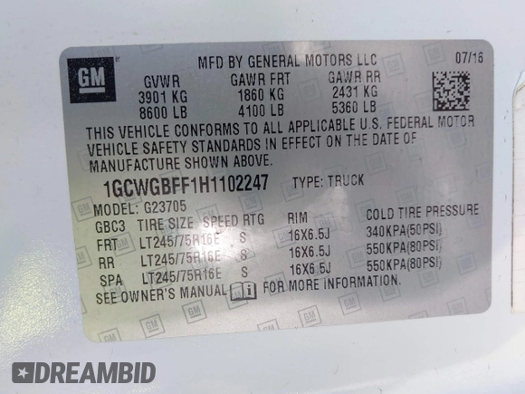 2017 Chevrolet Express Cargo Van with VIN 1GCWGBFF1H1102247, listed as a IAAI auction lot 40660637 with 105,126 mi miles. Bid and sale history available at carsss.com. Image 9.