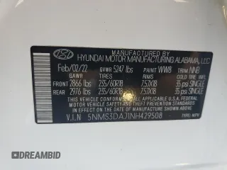 2022 Hyundai Santa Fe SEL with VIN 5NMS3DAJ1NH429508, listed as a Copart auction lot 48584945 with 48,048 mi miles and Salvage Title. Bid and sale history available at carsss.com. Image 15.